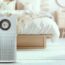 Air purifier white bedroom for filter and cleaning removing dust PM2.5 ,for fresh air and healthy life,Air Pollution Concept